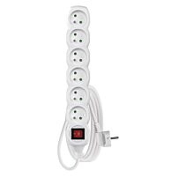 EMOS Extension cord 3m 6-socket with switch white PVC 1.5mm2 image 1
