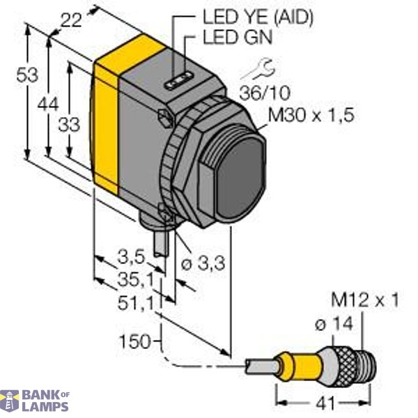Photoelectric Sensor Opposed Mode Sensor (Emitter/Receiver)   QS30RRXSH2OQ5 image 1