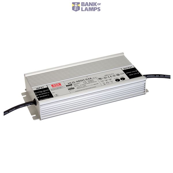 HLG-480H-54 LED driver, IP67 480.6W, 54V, 8.9A CV+CC, MEAN WELL image 1