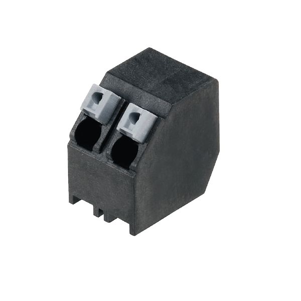 Printed circuit board terminals, 5.00 mm, Number of poles: 2, 135°, Solder pin length (l): 1.5 mm, black, PUSH IN with actuator, Clamping range, max. : 1.5 mm², Tube image 1