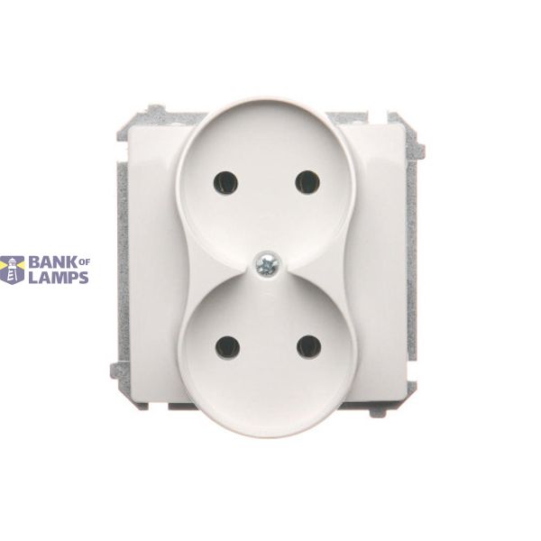 Double socket outlet without earthing, white, 16A image 1