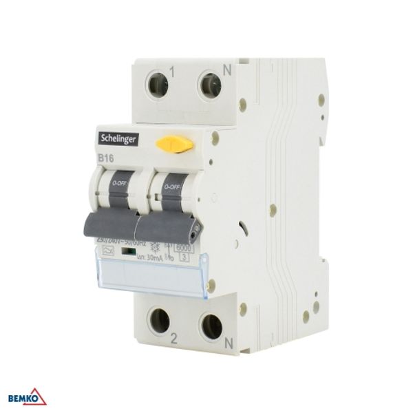 RESIDUAL CURRENT CIRCUIT BREAKER WITH OVERCURRENT PROTECTION 2P C 25A 30mA TYPE A SCHELINGER image 1