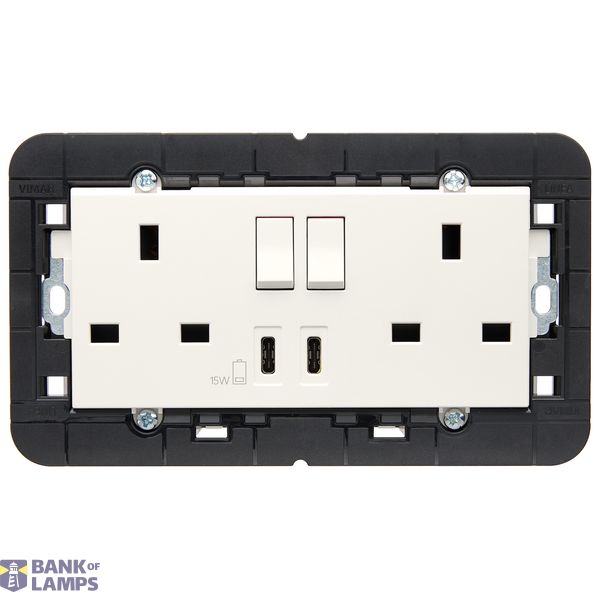 2 2P+E13ABS socket+red switch+C/C-USB wh image 1