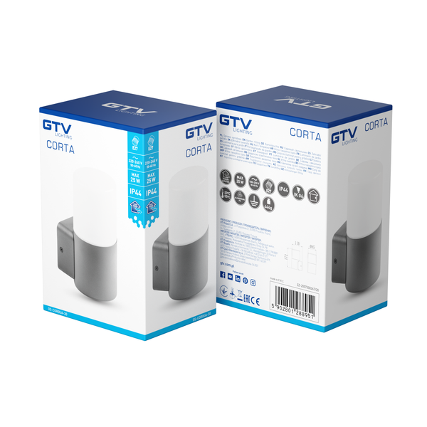 Facade luminaire CORTA, E27, max. 25 W, IP44, graphite image 2