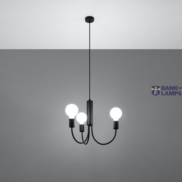 PICCOLO CHANDELIER 3 BLACK E27 3X60W IP20 image 6