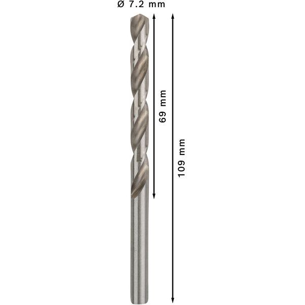 Metal drill bits HSS-G, DIN 338 7,2 x 109 x 69 mm 10 pcs. image 2