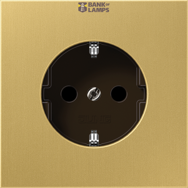 SCHUKO socket, 16 A 250 V ~, brass, LS series, classic brass image 1