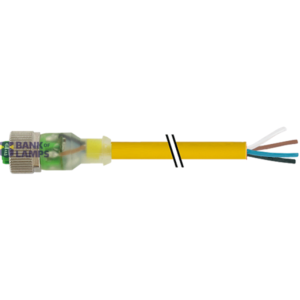 M12 female 0° A-cod. with cable 3LED PUR 4x0.34 ye UL/CSA+drag ch. 3m image 1