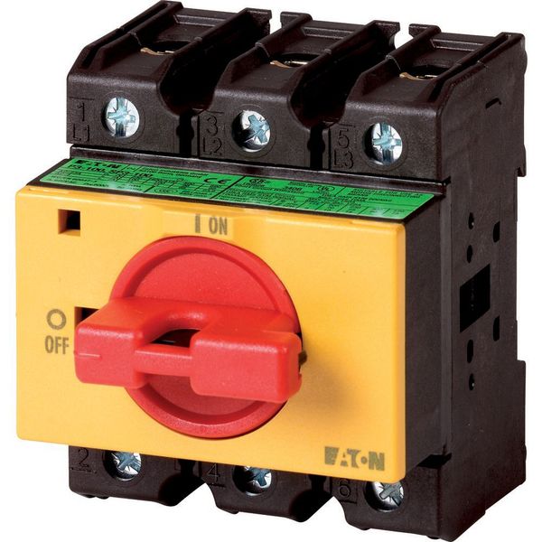 P3-100/IVS-RT/N On-Off switch, P3, 100 A, service distribution board mounting, 3 pole + N, Emergency switching off function, with red thumb grip and yellow front plat image 3