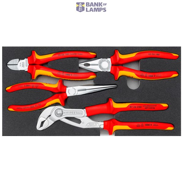 KNIPEX 00 20 01 V21 Pliers Set “VDE Chrome II” 4 parts in a foam tray image 1