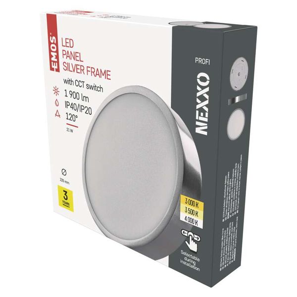 LED surface luminaire NEXXO, round, silver, 21W, with change CCT image 1
