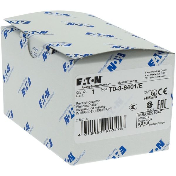 T0-3-8401/E Reversing switches, T0, 20 A, flush mounting, 3 contact unit(s), Contacts: 5, 60 °, maintained, With 0 (Off) position, 1-0-2, Design number 8401 image 6