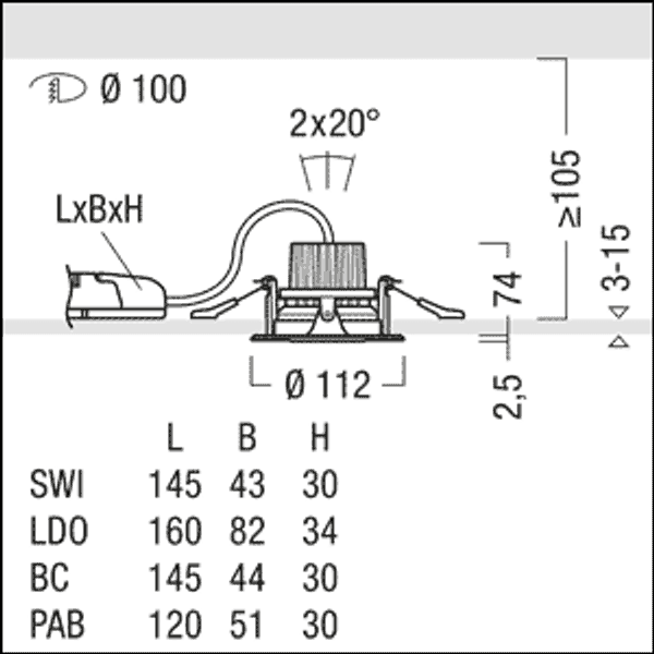 MICROS2 R100 1400-930HE SWI WFL-DWH WH - LED ceiling-recessed luminaire image 4