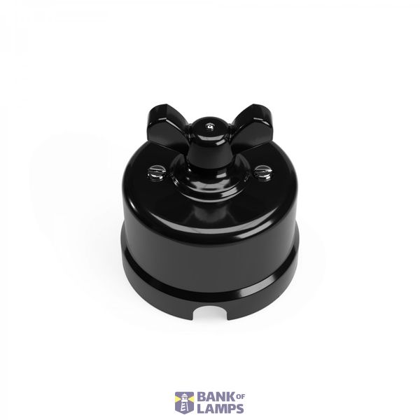 Switch/Diverter in black porcelain with butterfly nut image 1