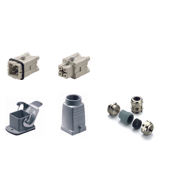 RockStar® HDC kits-Heavy-duty connectors, Kit, HA, Size: 1, Poles: 3, Screw connection, 400 V, 16 A, diecast aluminium, M 20 image 1