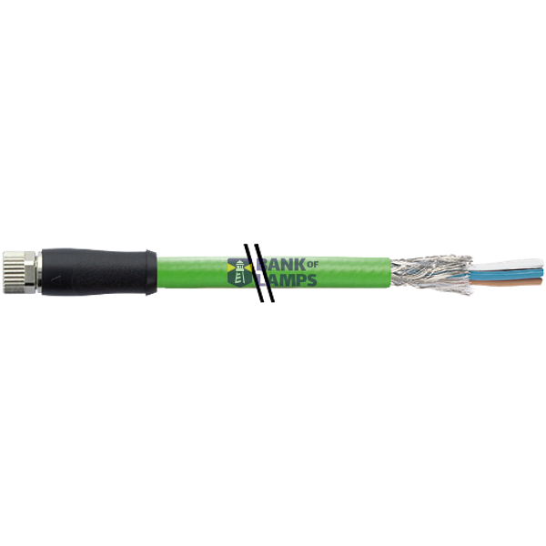 M8 female 0° D-cod. with cable shielded PUR 1x4xAWG22 gn 0.2m image 2