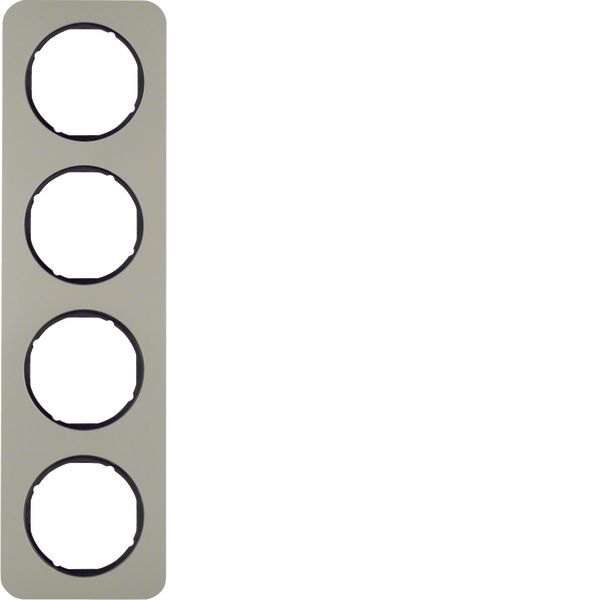 Frame 4gang, R.1, stainless steel/black image 1