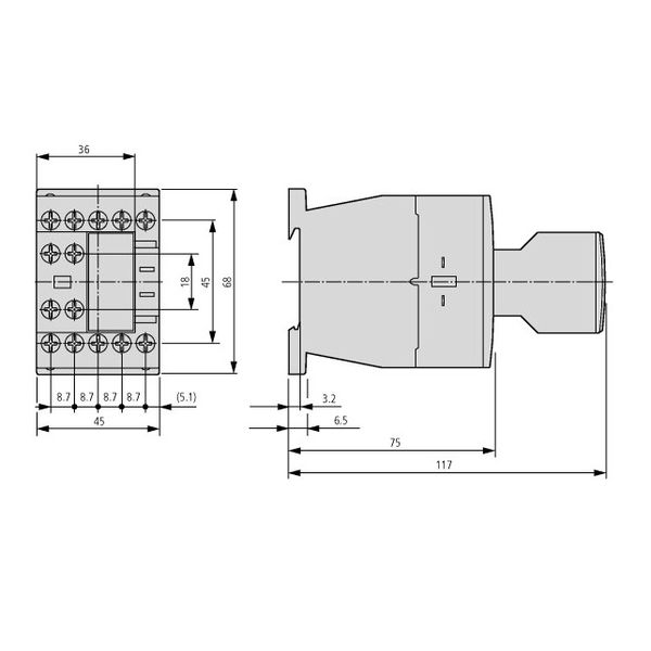 Auxiliary contact for contacter size 0-1, 3 NO 1 NC image 3