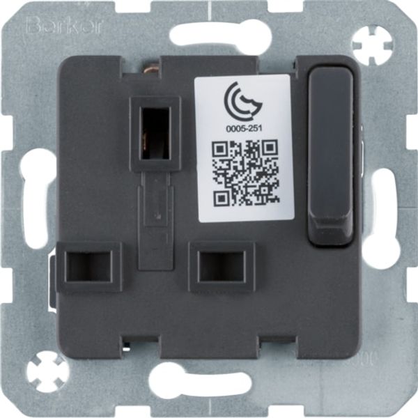 Socket with earth pin and switch, BRIST STANDARD 13 A, 250 V~, screw. terminals, device module, anthracite, mat image 1
