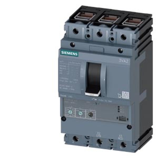 circuit breaker 3VA2 IEC Frame 160 breaking capacity class M Icu=55 kA @ 415 V 3-pole, motor protection ETU350M, LSI, In=63 A overload protection Ir=25 A...63 A short-circuit  3VA2163-5MN36-0KL0 image 1
