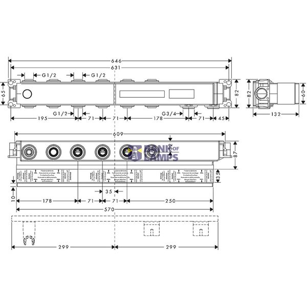 RainSelect shower thermostat concealed part, 4 functions image 1