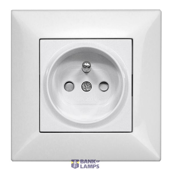 Pin socket outlet, safety shutter, complete, white, cage cl. image 1