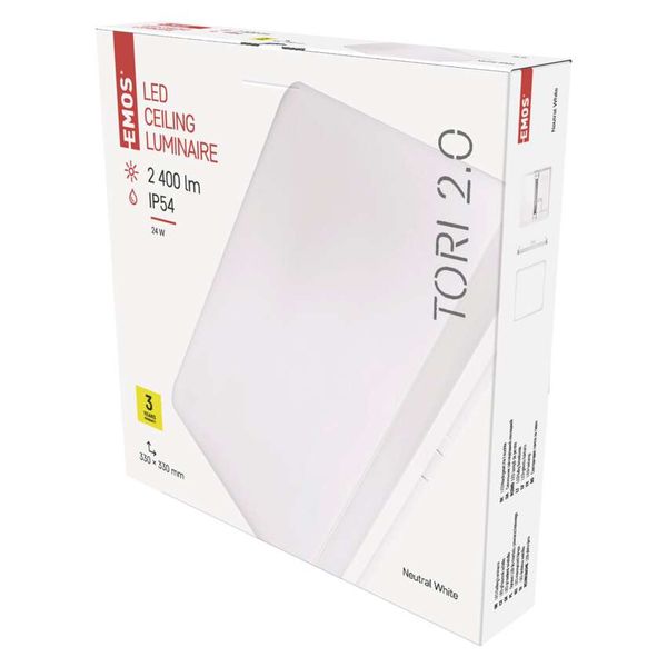 LED Ceiling lamp TORI, square 24W neutral white IP54 image 1