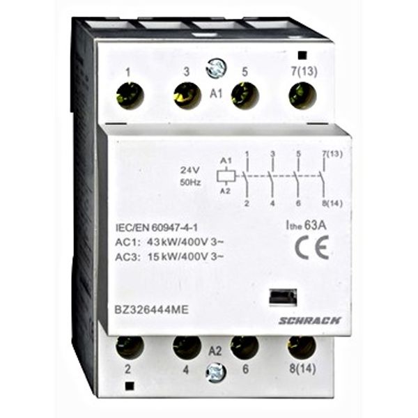 DIN Rail contactor 63A, 4 NO, 230VAC, 3MW, AMPARO image 2