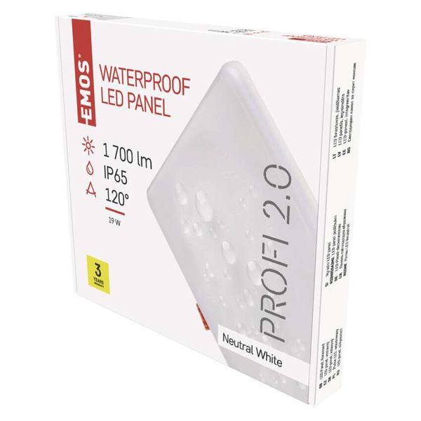 LED panel VIXXO 185×185 square, built-in, white, 19 W neutral wh. image 1