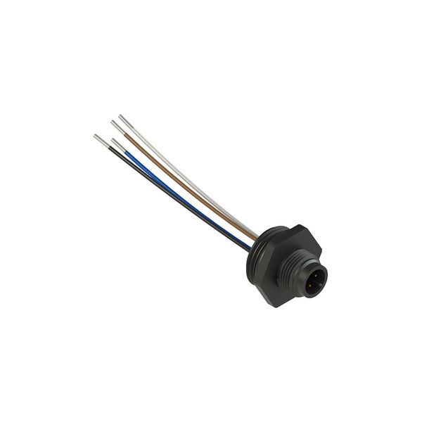 M12 plastic male wired connector, 4 poles, for M20 threads image 1