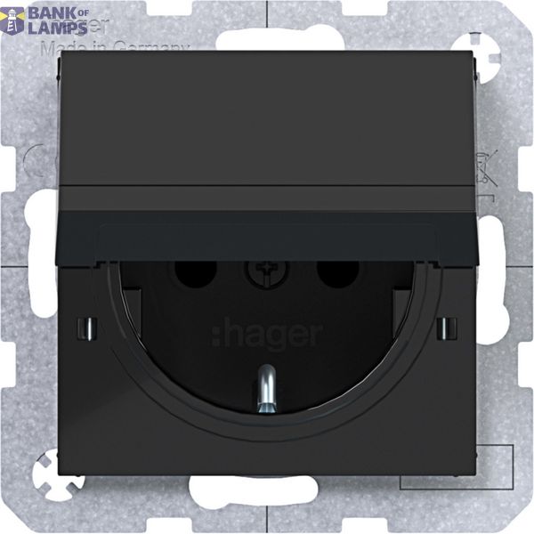 SCHUKO wall socket, fixed, Safety Plus, plug-in type, A.x/C.x black glass image 1