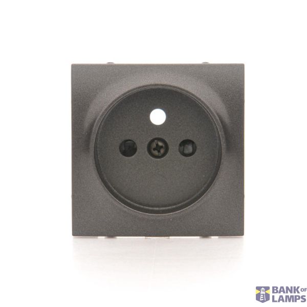 Cover for single socket outlet with earthing, anthracite, metalic image 1