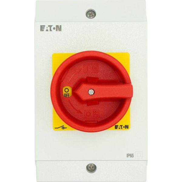 P1-25/I2-SI/HI11 Safety switch, P1, 25 A, 3 pole, 1 N/O, 1 N/C, Emergency switching off function, With red rotary handle and yellow locking ring, Lockable in position image 49