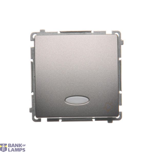Bell push button with indicator light, LED not replaceable Color: blue, (module), 10AX, quick connection, Inox, metallized image 1