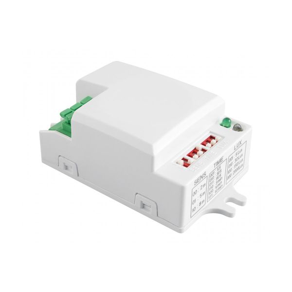 Microwave motion sensor SRC812 MINI, max 500W, AC220-240V, 50/60Hz, angle 360°, range 2-8m ± 1,5- 3,5m, IP20, working with LED, surface mounted, white housing image 1