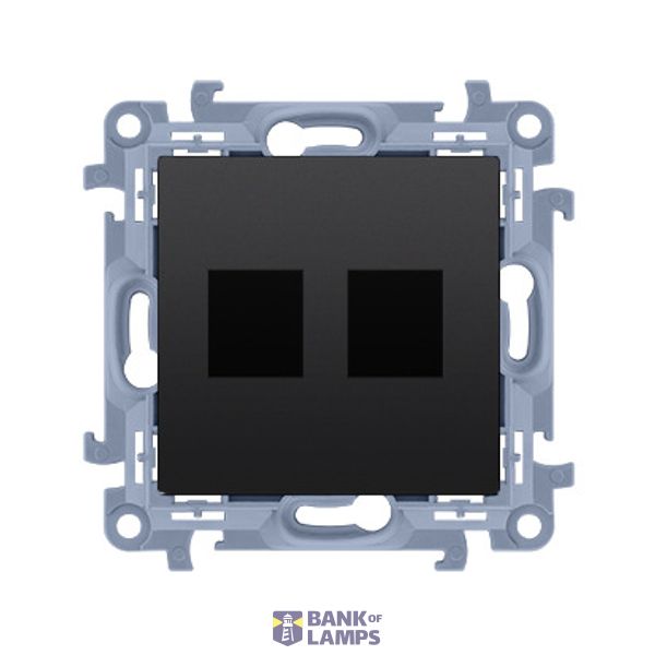 Double Keystone flat IT/telephone socket cover, black matt image 1