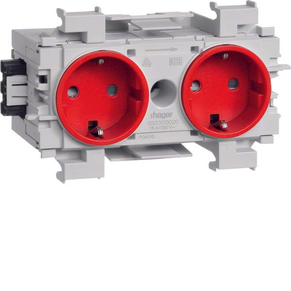 Socket-outlet 2-gang Wago f-mount red image 1