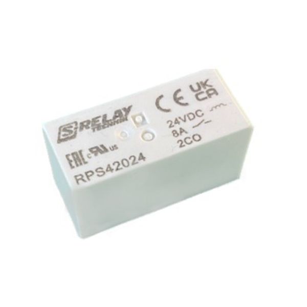 PCB Relay, 2 CO, 8A, 24VDC, 5mm, Plastic sealed image 1
