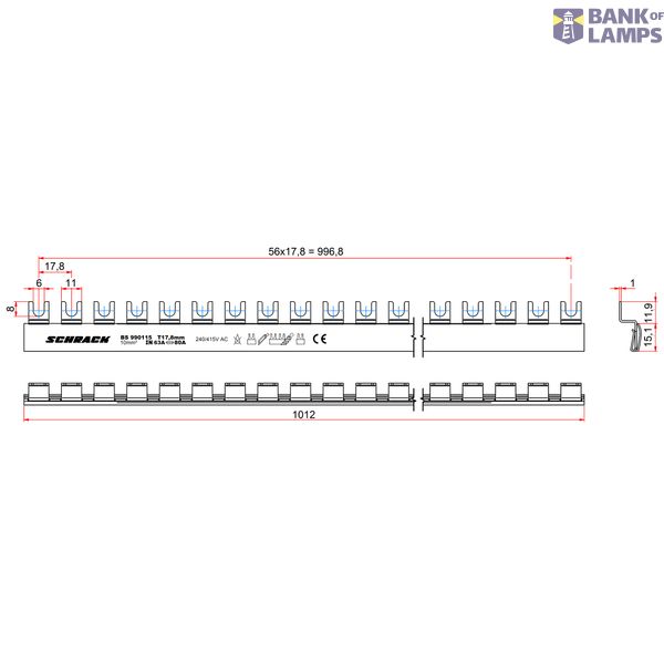 C-Busbar 1-pole, break-out, 10mmý, blue image 3