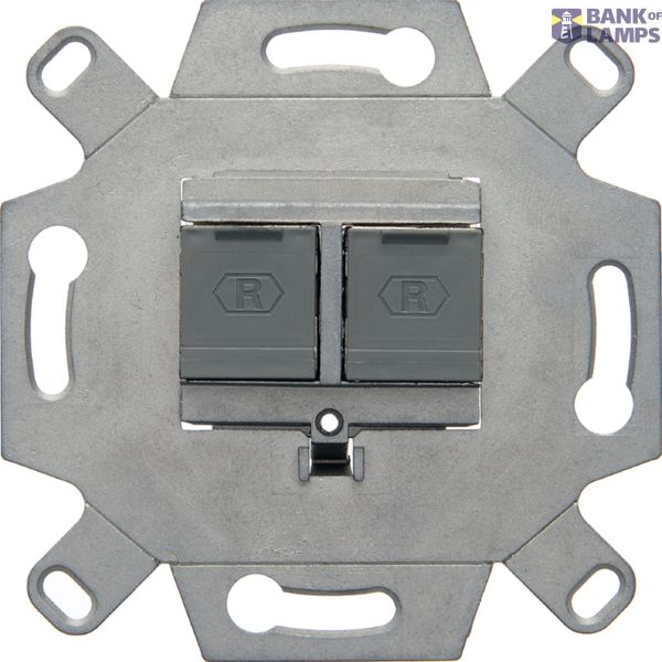 RJ data socket, double, Cat. 6A, straight output image 1