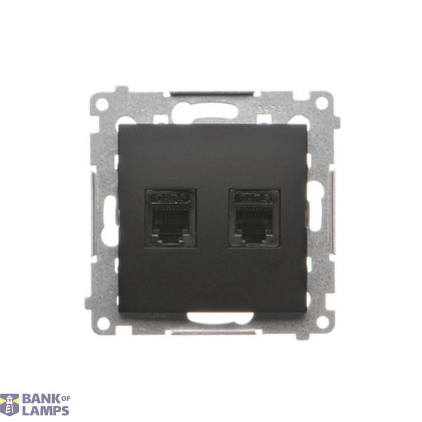 RJ12 double telephone socket, (module), black matt image 1