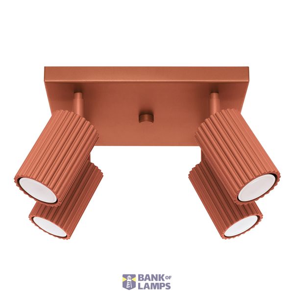 CEILING LAMP WITH FOUR SPOTLIGHTS ON A SQUARE RED CARBON ROSETTLE 4XGU10 image 2