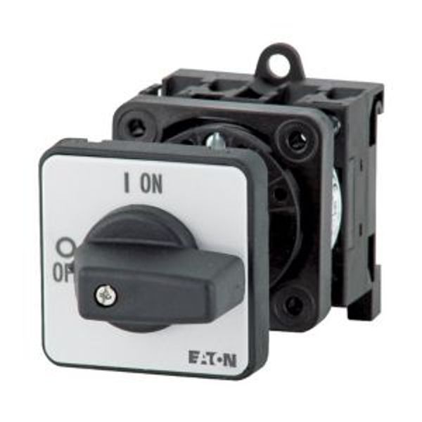 P1-25/Z/HI11 On-Off switch, P1, 25 A, rear mounting, 3 pole, 1 N/O, 1 N/C, with black thumb grip and front plate image 2