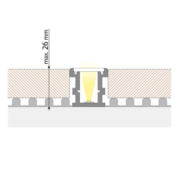 Step-on aluminum profile BV, 26x26 mm, White diffuser, complete, 2 m image 1