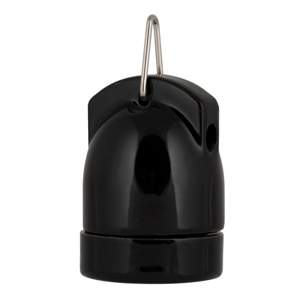 Lampholder Porcelain E27 Black + Hook image 1
