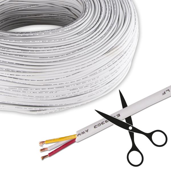 3-core cable 3x0.5mm2, white jacket, red/yellow/white image 1