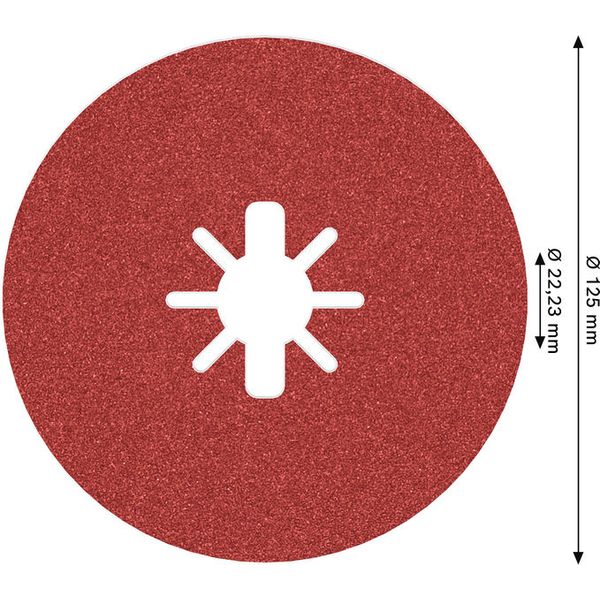 X-LOCK Fibre Disc, 125mm, G100, star hole, R780 Best for Metal + Inox image 2