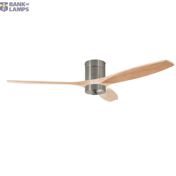 Fan Stem Evo ø1320mm Tube Play Satin Nickel with Light Wood Blades image 1