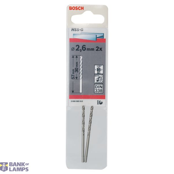 Metal drill bits HSS-G, DIN 338 2,6 x 30 x 57 mm 2 pcs. image 2