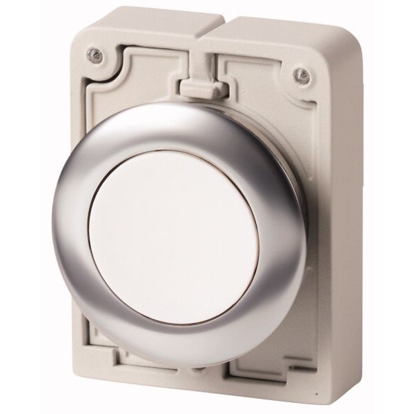 M30I-FDR-W Pushbutton, RMQ-Titan, flat, maintained, White, blank, Front ring stainless steel image 1
